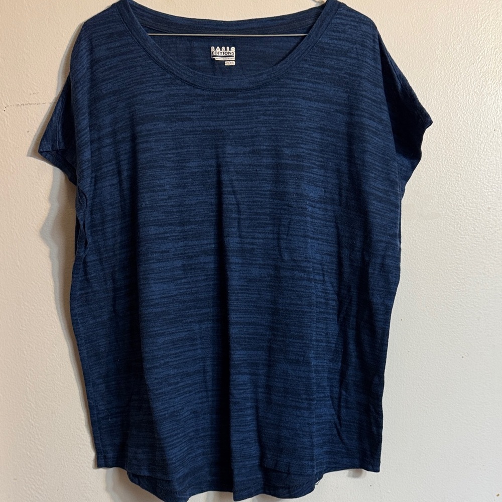 Basic Editions Blue Striped Short Sleeve Tee